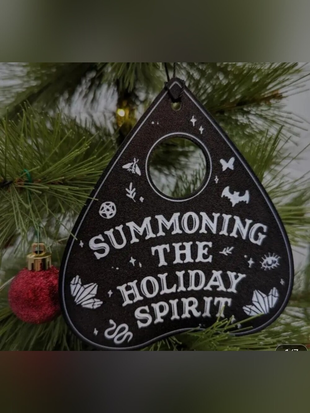 Summoning the Holiday Spirit Black And Red Ornaments - Festive Plaques- Set Of 2